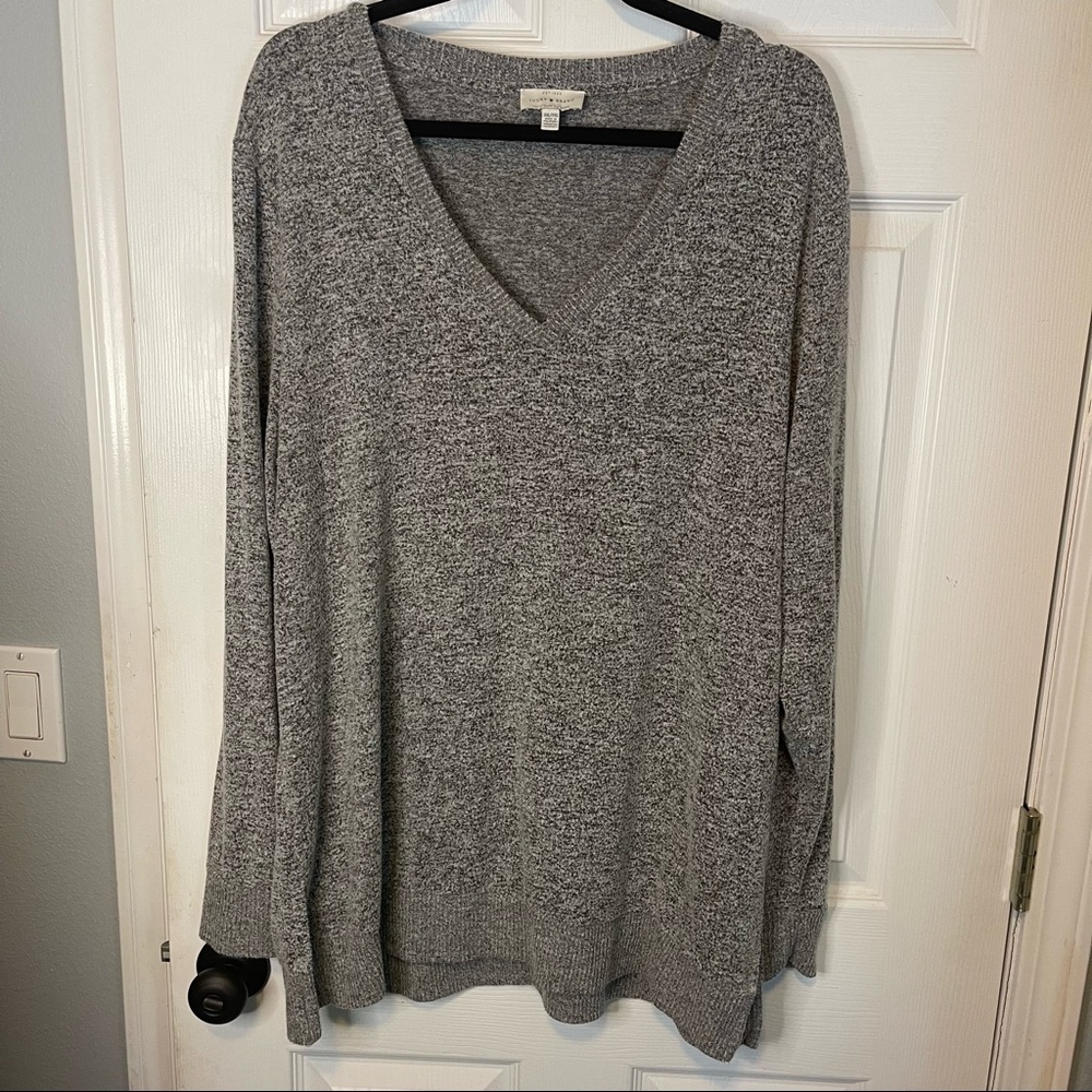 Lucky Brand V-Neck Long Sleeved Sweater Black Gray Size XXL